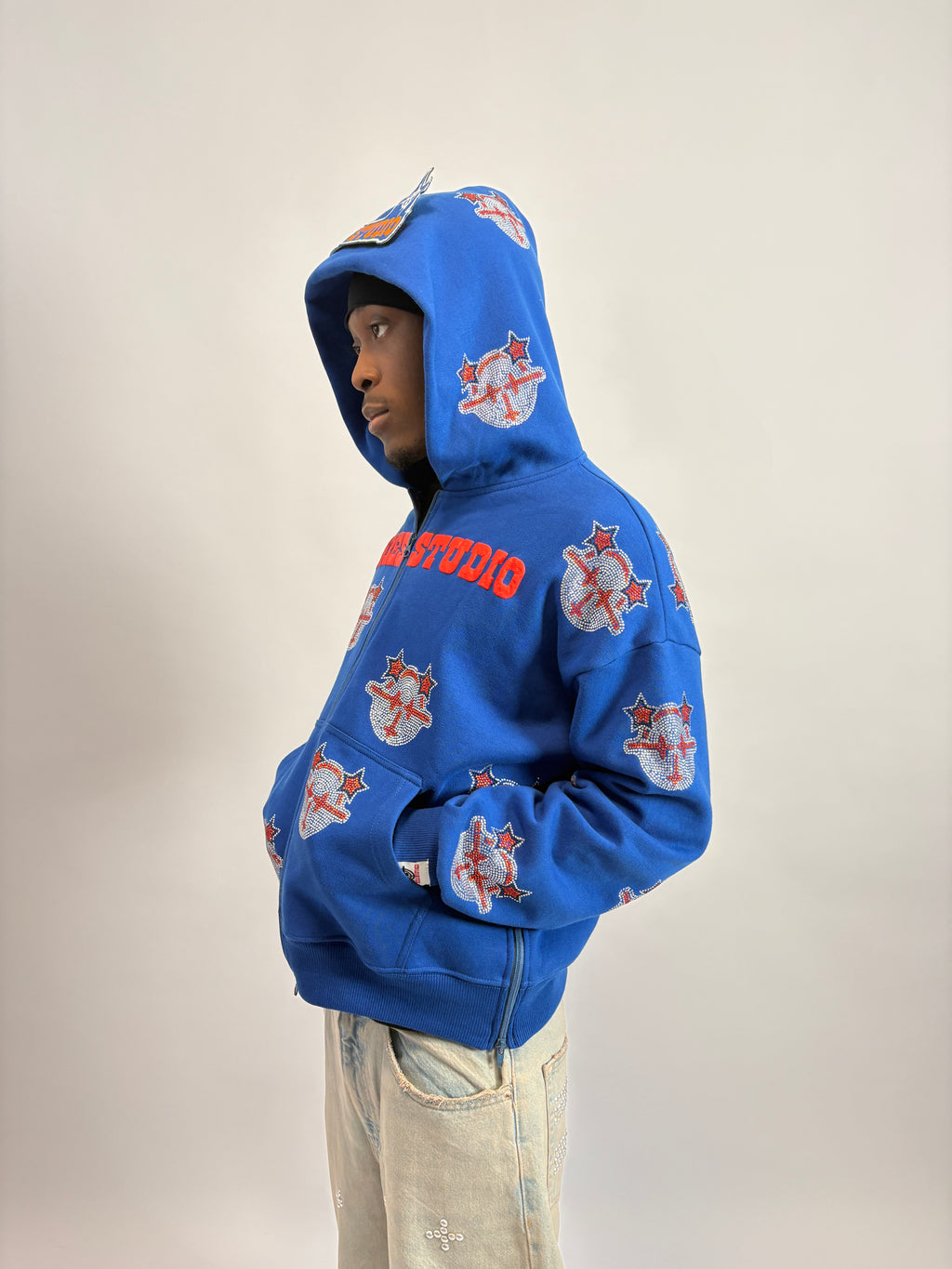 ROYAL BLUE CARTOON STARS ZIPPER