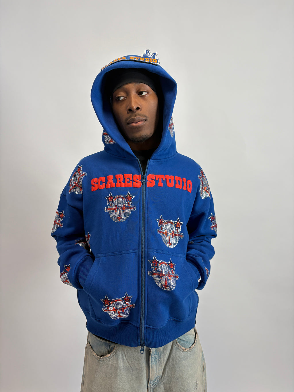 ROYAL BLUE CARTOON STARS ZIPPER