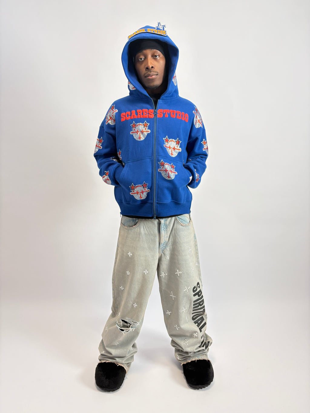 ROYAL BLUE CARTOON STARS ZIPPER