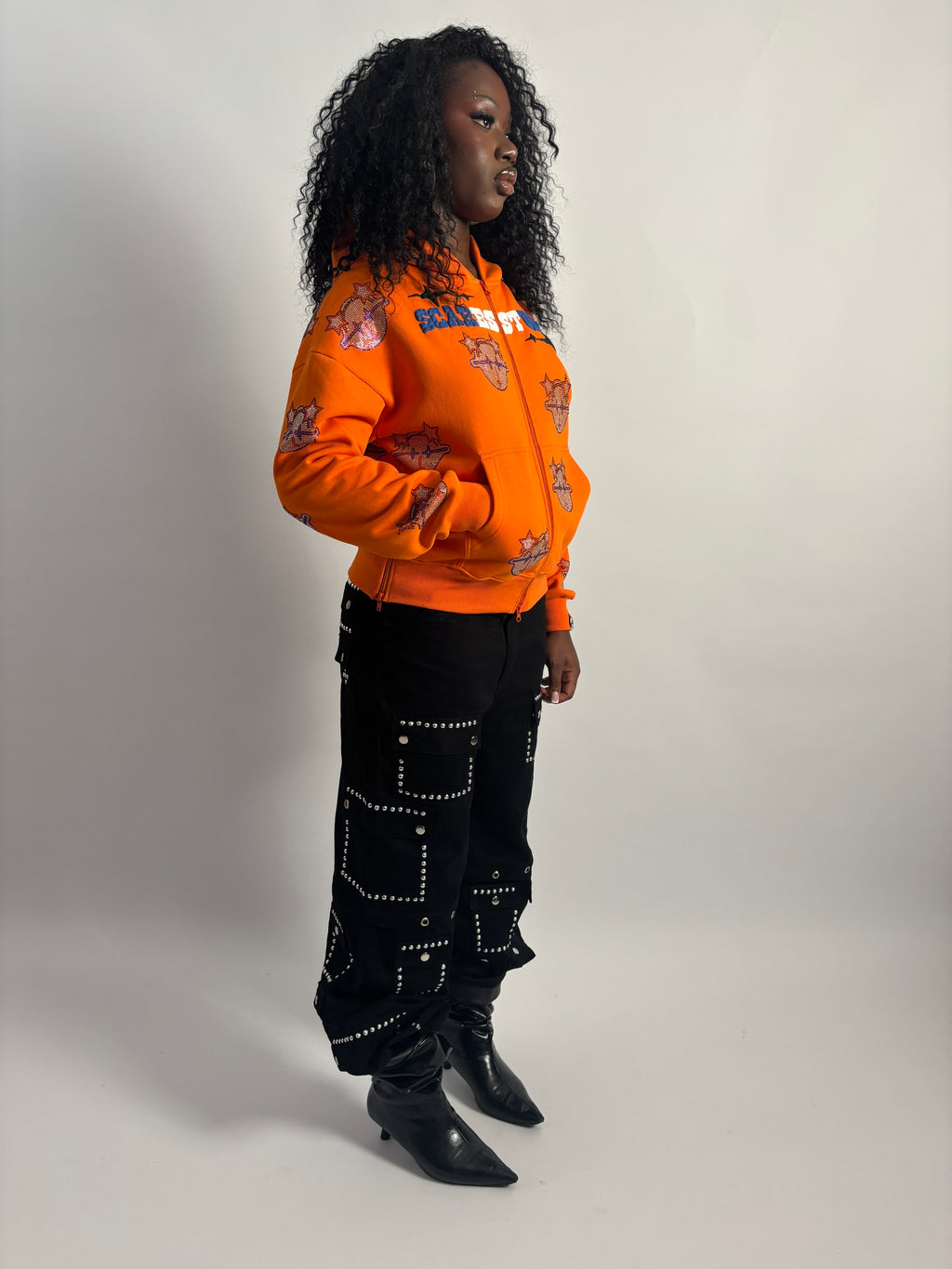 ORANGE CARTOON STARS ZIPPER