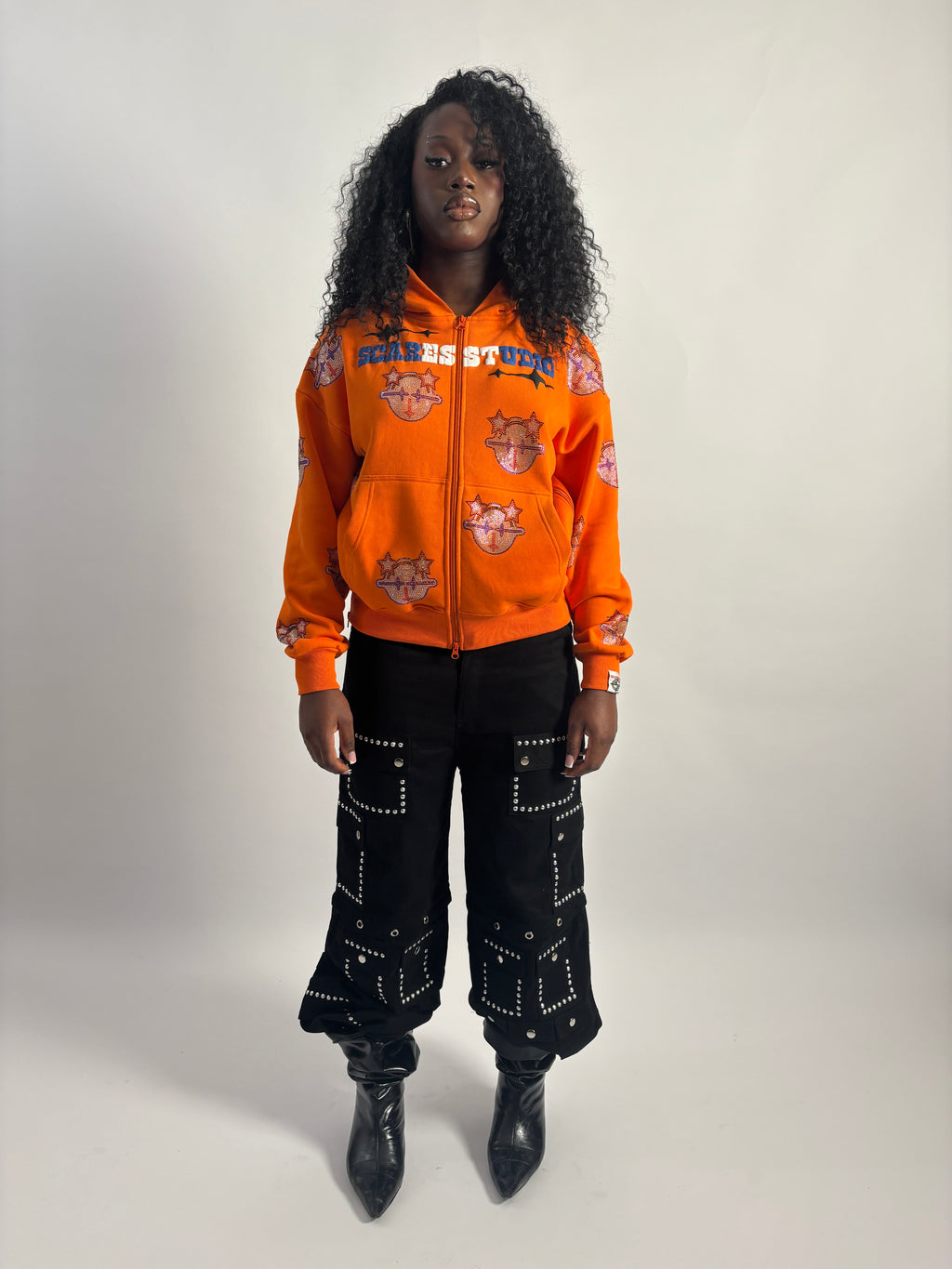 ORANGE CARTOON STARS ZIPPER
