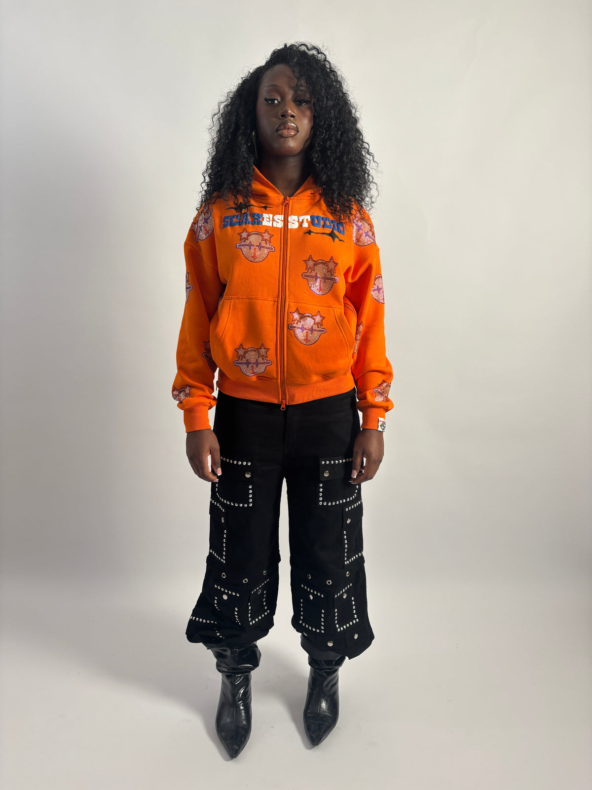 ORANGE CARTOON STARS ZIPPER