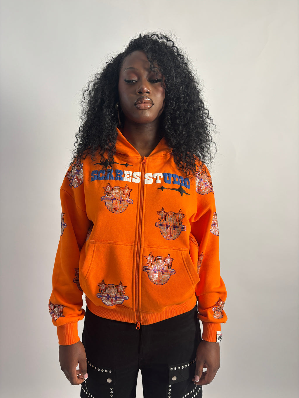 ORANGE CARTOON STARS ZIPPER