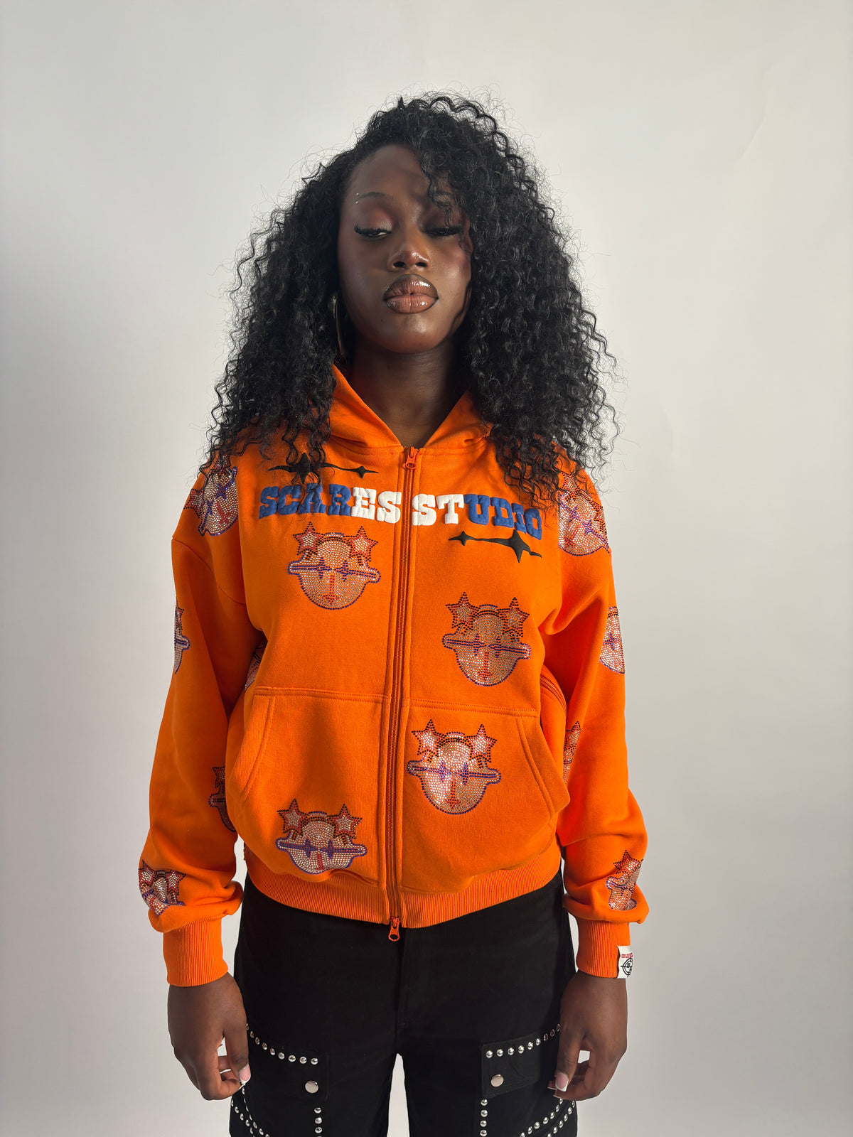 ORANGE CARTOON STARS ZIPPER