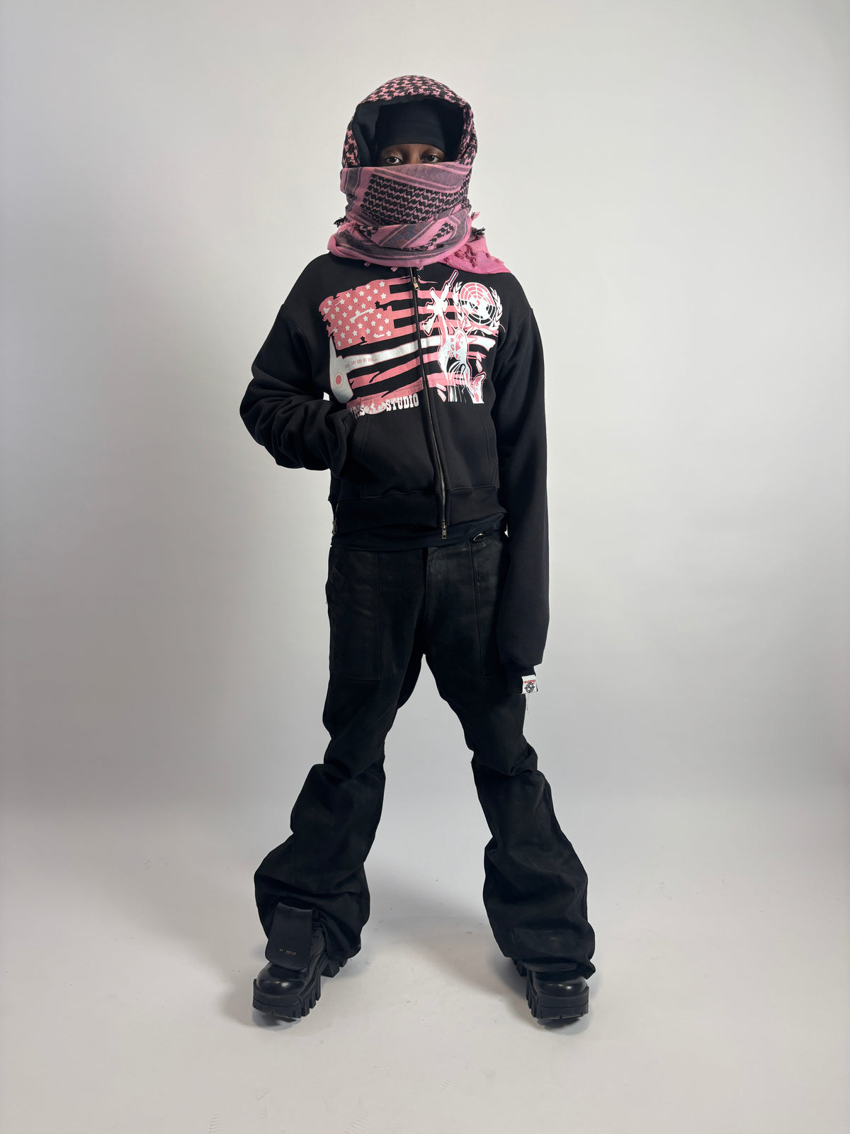 N.G.A TURBAN PINK SCARF ZIPPER