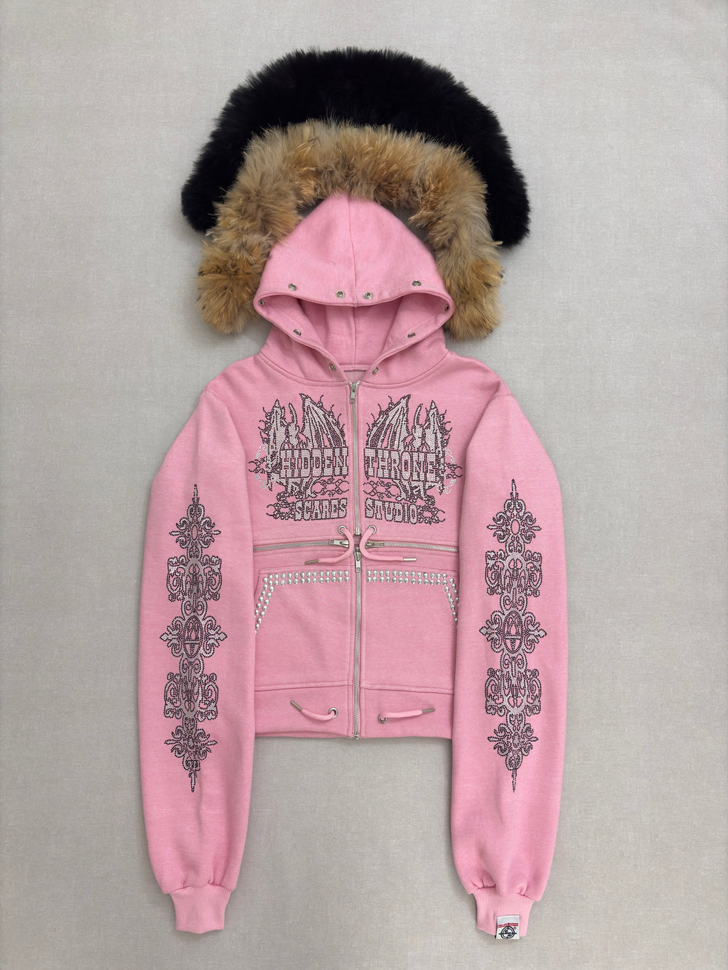 HIDDEN THRONE BABY PINK CROSS-ZIPPER