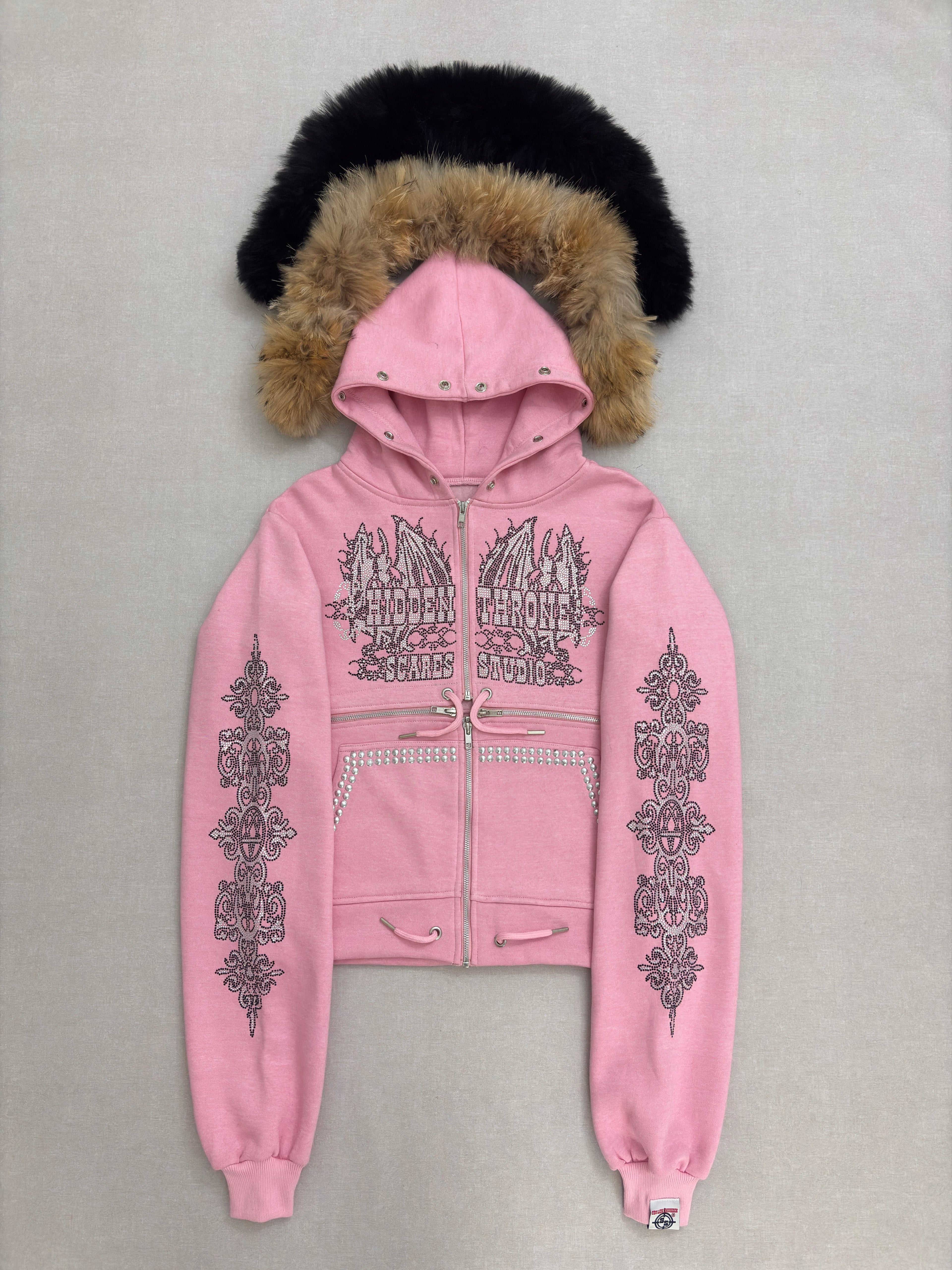 HIDDEN THRONE BABY PINK CROSS-ZIPPER