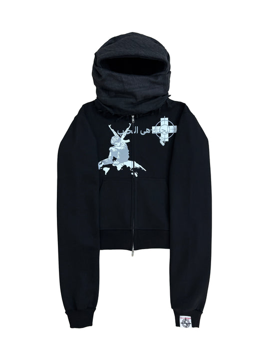 ARABIC (LIFE IS WAR) BLACK TURBAN SCARF ZIPPER