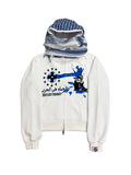 LIFE IZ WAR WHITE & SKY BLUE TURBAN SCARF ZIPPER