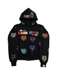 BLACK MULTI-COLOUR CARTOON STARS ZIPPER