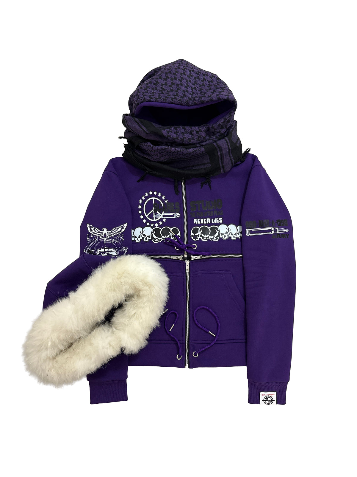 PURPLE HYB. HOODIE [ SCARF & FUR HOOD STYLES]