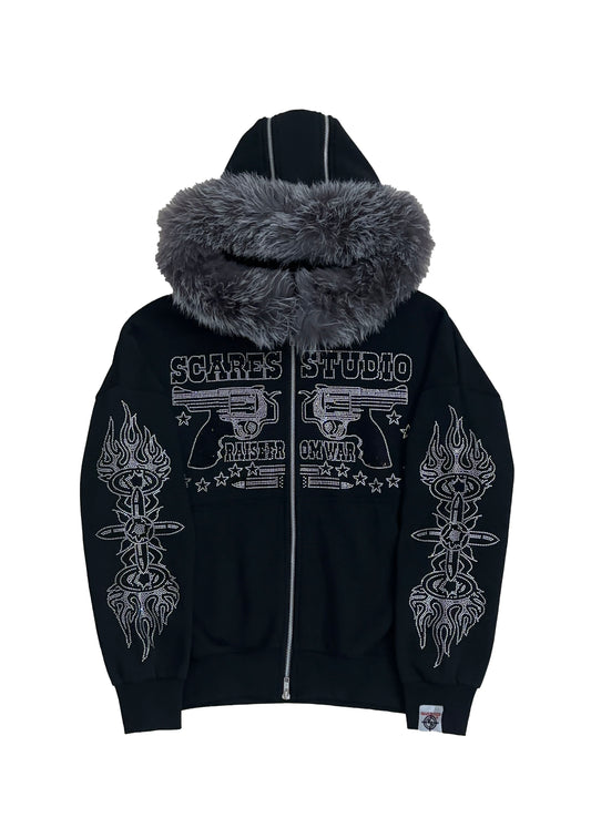 RAISE FROM WAR BLACK FUR ZIPPER