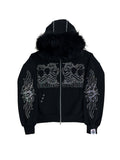 SKULL RAVE BLACK FUR ZIPPER