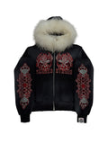 SKULL FALLEN ANGELS RED & WHITEFUR ZIPPER
