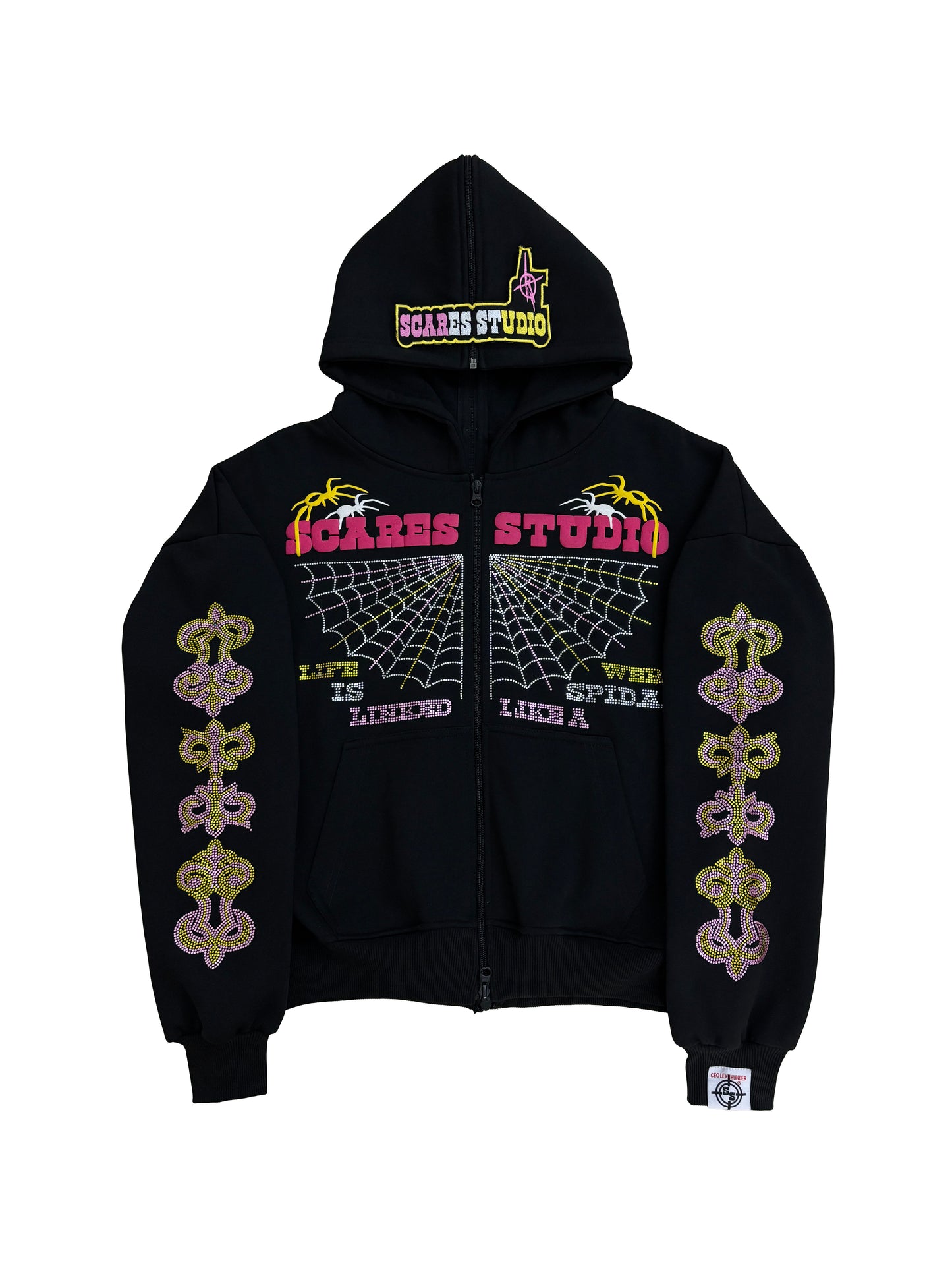 SPIDA WEB BLACK AND YELLOW ZIPPER