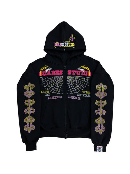 SPIDA WEB BLACK AND YELLOW ZIPPER