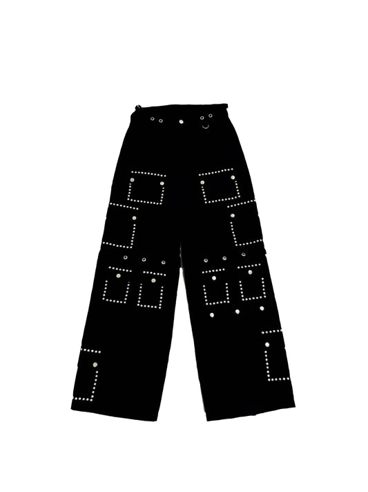 STUDS BAGGY CARGO (JORTS) DENIM PANTS