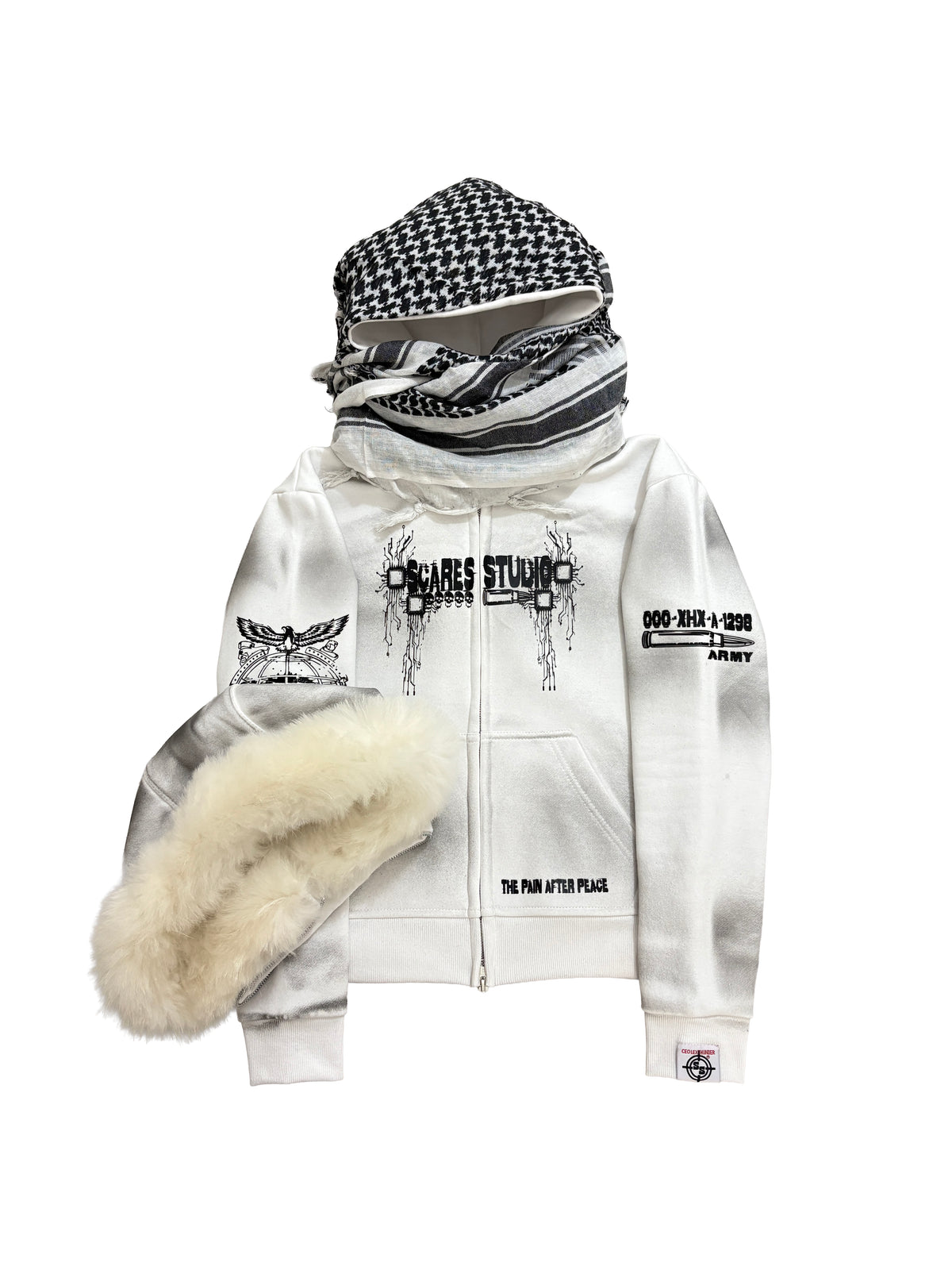 WHITE HYB. HOODIE [SCARF & FUR HOOD STYLES]