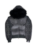 FACES OF FEELINGS SPRAY-WASH ASH GREY FUR ZIPPER