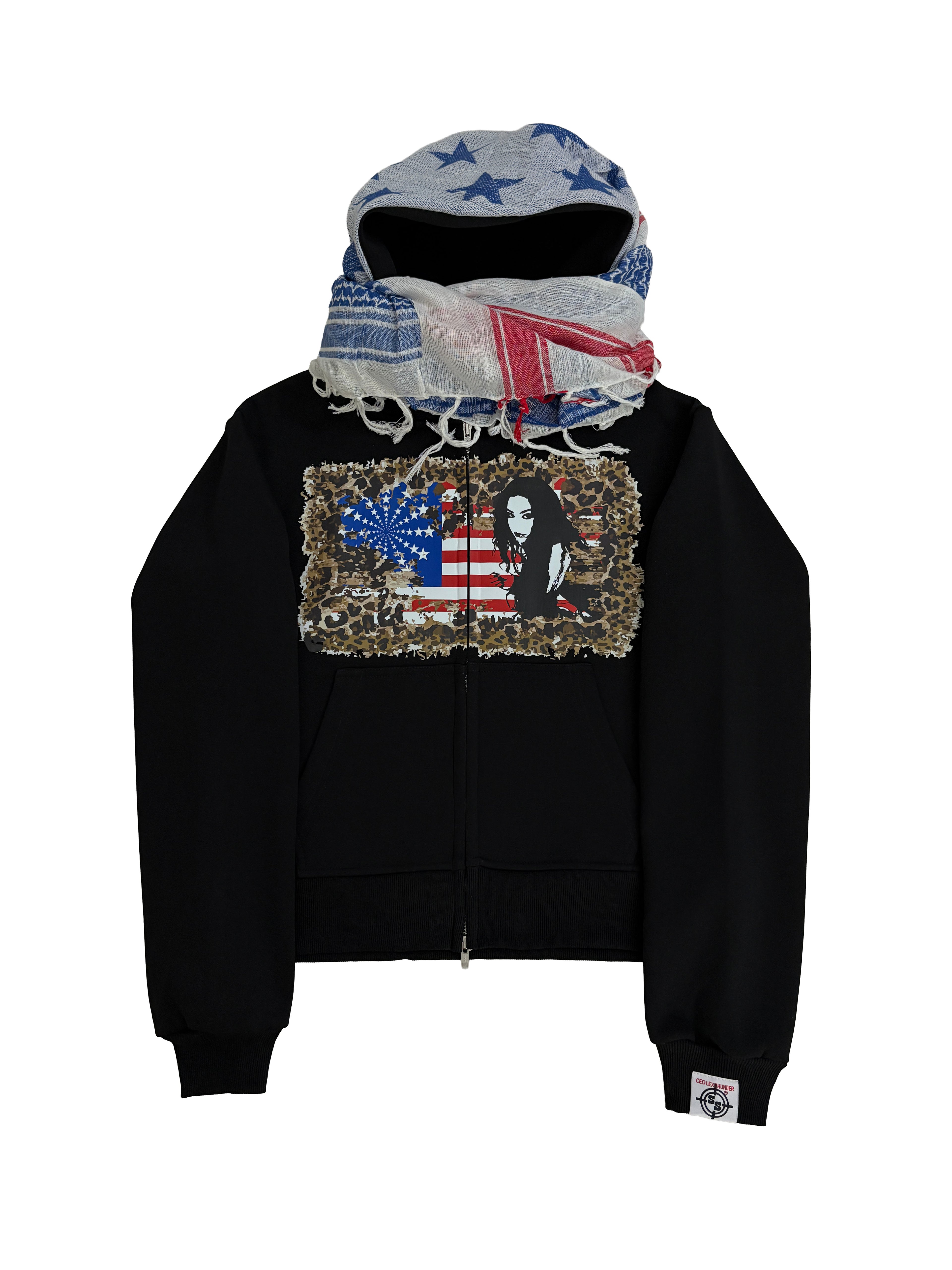 USA-CHEETAH FLAG TURBAN SCARF ZIPPER