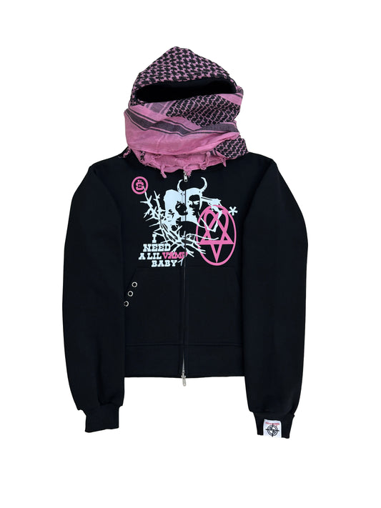 LIL VAMP BABY PINK TURBAN SCARF ZIPPER